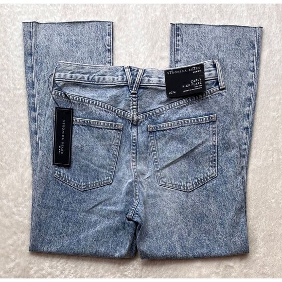 NWT VERONICA BEARD Carly Kick Flare Rigid High Rise Crop Jeans in Pebble Stone - Picture 16 of 16
